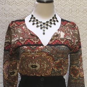 Alya 3/4 sleeve silky polyester printed blouse